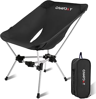 Camping Chair Backpacking Portable Hiking Ultralight Small Lightweight Folding Chair for Outdoor Camp Beach Picnic Concert, Supports 330lbs (Black,1PCS) product image