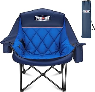 Overmont Oversized Camping Chair for Adults - 400lbs Support Heavy Duty Padded Folding Chair with Cooling Bag Cup Holder Side Pocket Carry Bag - Comfortable Portable for Outdoor Garden Sports Beach product image