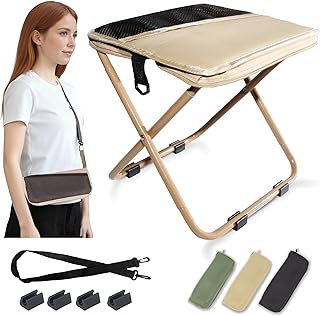 COMELY Portable Folding Chair for Outdoors: Heavy Duty Camping Stool for Adults, Compact Ultralight Collapsible Stools for Fishing Hiking Hunting & Backpacking, Khaki product image