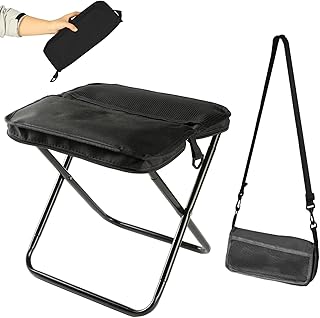 Portable Folding Stool 2-in-1 Camping Chair with Sling Bag Lightweight 12inch 264lbs Load Collapsible Stool Seat for Adults Outdoor Camping Fishing Hiking BBQ Travel Rest product image