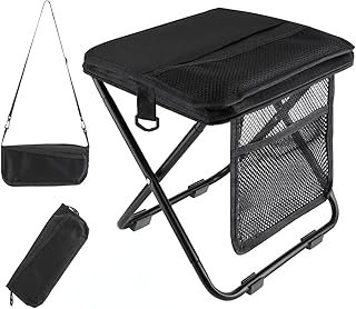Portable foldable backpack stool, Camping Chair, with dual storage pockets and side pockets Compact adult-sized portable stool, ideal for camping, hiking, outdoor activities capacity 250 lbs (Black) product image