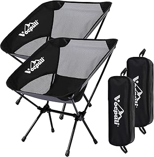 Camping Chairs, Portable Folding Chair ，Camping Gear for Camping, Hiking, Mountaineering, Beach, Picnic & Festival，Gifts for Men ，330 lbs Capacity (Black Twin Pack product image