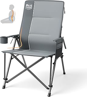TIMBER RIDGE Oversized Camping Chair with Lumbar Support, Portable Folding Chair Heavy Duty for Adults Supports 450 LBS for Outdoor Camping Lawn, with High Back, Cup Holder, Side Pocket, Grey product image