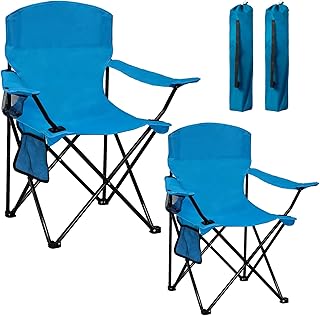 Camping Chair 2 Pack Portable Folding Chair with Cup Holder and Cooler Bag, 285lbs Capacity, Upgraded Foldable Chair for Outdoor, Beach, Fishing, Backpacking, Sky Blue product image