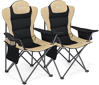Camping Chairs for Adults, Heavy Duty Camping Chairs 2 Pack, Folding Chairs for Outside, Support 380 LBS, Portable Travel Outdoor Camp Chair with Cup Holder & Cooler Bag, Sports Chairs, Khaki product image