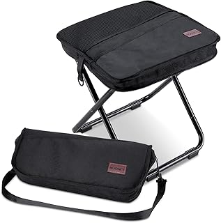 MOONCY 16-Inch Collapsible Stool, Portable Aluminum Alloy Pocket Chair with Shoulder Strap, Supports up to 300 lbs, Lightweight Folding Stool for Camping, Hiking and Fishing, Black product image