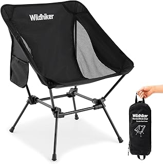 Wildhiker Lightweight Camping Chair – Folding Portable Chair for Adults, 2.16 lbs with Square Base for Travel, Picnic, Hiking, Motorcycle, Festival – Black product image