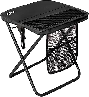 CAMDOOR Portable Collapsible Stool, 16″Folding Stool with 3 Side Pockets and Shoulder Strap, Extra Large Camping Chair Supports 400 lbs, Ultralight Portable Seat for Outdoor, Hiking, Fishing (Black) product image