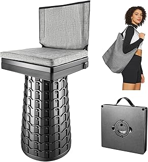 Upgraded Collapsible Stool with Backrest & Extra Thick Cushion,1000lbs Max Weight,Heavy Duty Portable Folding Outdoor Chair with Dual Storage Pockets,Telescoping Seat for Camping,Fishing & Travel,Yard product image