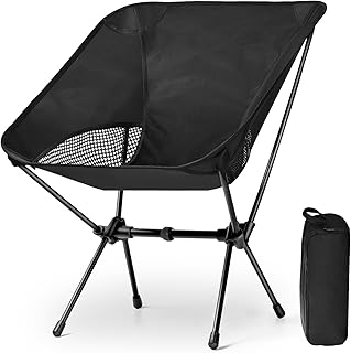 Lightweight Portable Camping Chair - Folding Backpacking Hiking Chair with Carry Bag for Outdoor Travel, Beach, Picnic, Festival (Black) product image