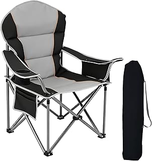 NEWBULIG Oversized Folding Camp Chair for Adults, 500 LBS Heavy Duty Support, Portable Outdoor Collapsible Chairs, with Cup Holders, Side Cooler & Pockets, for Lawn, Beach, Fishing, Hiking, Black product image