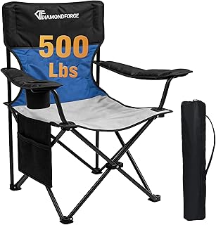 DIAMONDFORGE High Back Camping Chair for Adult, Portable Folding Camp Chair, Outdoor Camping Chair with Wide Cup Holder, Side Pocket for Hiking Fishing Sports (500LBS Oversized/300LBS Breathable Mesh) product image