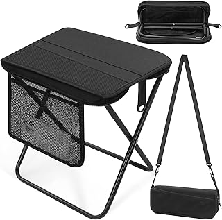 Portable Folding Camp Stool with Side Pocket, Taller Foldable Camping Stool for Adults, Metal Backpacking Stool Lightweight Mini Folding Chair, Compact Camping Seat Travel Fishing Hiking Mobile Chair product image