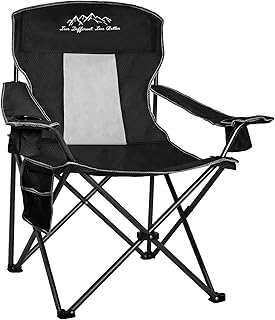 Folding Camping Chair Mesh Back Portable Breathable Outdoor Chairs with Carry Bag & Cup Holder for Camping, Beach, Fishing, Sports, Patio, Black product image