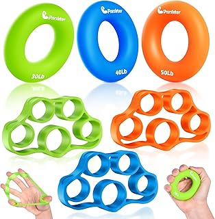 Pnrskter Hand Grip Strengthener, Finger Exerciser, Grip Strength Trainer (6 PCS),New Material,Forearm Grip Workout, Finger Stretcher, Relieve Wrist Pain, Carpal Tunnel, Trigger Finger, Mallet Finger and More. product image