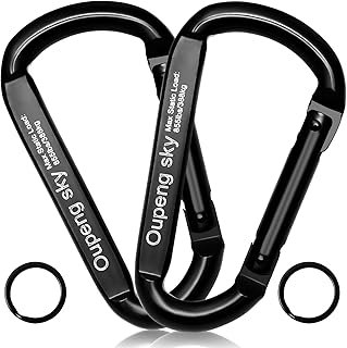Carabiner Clip, 3" Iron Heavy Duty Carabiners 855lbs-11KN/2475lbs for Hammocks, Camping Accessories,Hiking,Keychains,Outdoors and Gym etc,D Shaped Spring Hook Small Carabiners for Dog Leash,Harness. product image