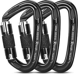 UIAA Certified 25kN-42kN Climbing Carabiners - Favofit Heavy Duty Locking Carabiner Clips with Twist or Screw Lock - Professional Rock Climbing Gear for Tree Climbing Arborist Rappelling & Rescue product image