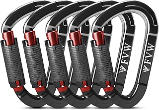 FVW Auto Locking Rock Climbing Carabiner Clips,Professional 25KN (5620 lbs) Heavy Duty Caribeaners for Rappelling Swing Rescue & Gym etc, Large D-Shaped Carabiners product image