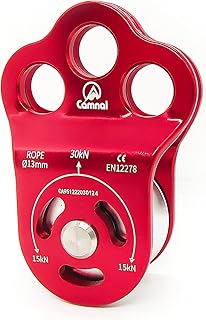 30KN Climbing Single Pulley Climbing Three Hole Hitch Pulley Climbing Bearing Pulley, Hauling Pulley for Rock Climbing, Rappelling, Zipline Sports etc. product image