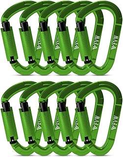 FVW Auto Locking Rock Climbing Carabiner Clips, UIAA Certified Professional 25KN (5620 lbs) Heavy Duty Caribeaners for Rappelling Swing Rescue & Gym etc,Large Carabiners,D-Shaped product image