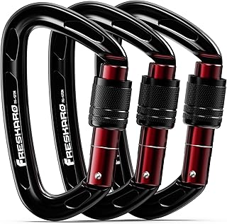 FresKaro 4inches 25kN-5621lbs Climbing Carabiners, UIAA CE Certified, Screw Lock, 7075 Aluminium, Lightweight, Rust Proof, for Mountaineering, Rappelling etc., Multi-Colors product image
