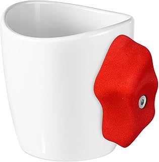 Dubbs Hardware Rock Climbing Mug – Train your grip while having a cup of coffee. Ceramic and with real climbing holds, popular Rock Climbing Gifts - Red product image