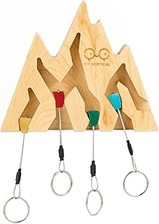 YY Vertical Mountain Decor Keyholder in Wood Wall Decor Ideal Gifts for Mountain Climbers 4 Key Rings Included Perfect for Mountain Lovers product image