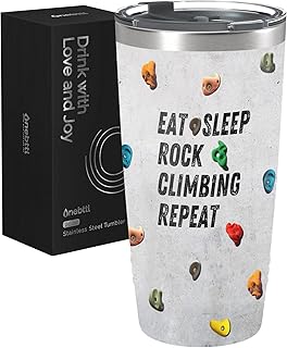 Onebttl Rock Climbing Gifts Tumbler Travel Coffee Mug, Stainless Steel 20oz/590ml - Eat Sleep Rock Climb Repeat (Seamless Pattern) product image