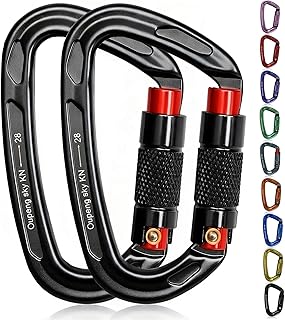 Auto Locking Carabiner Clips - 28KN (6172lbs) Heavy Duty Caribeaners, Large Carabiner Clip for Keychains，Hammock，Camping, Gym, Hiking, Outdoor ，Dog Leash product image