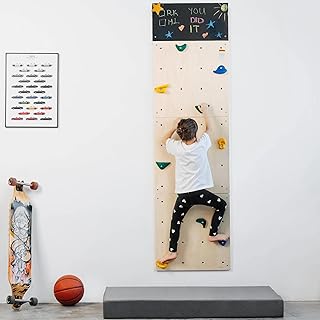 ComfyBumpy Rock Climbing Wall for Kids | Indoor Playground Play Gym Set with Drawing Blackboard & 12 Non-Slip Holds | Durable Wooden Climber for Ages 3+ | 132 lbs Capacity | Easy Assembly product image