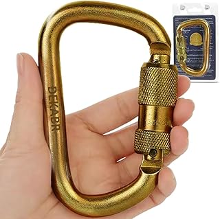 DEKABR Carabiner Heavy Duty, 45KN Twist Lock Steel Auto Locking Climbing Carabiner for Rock and Tree Climbing, Camping, Rappelling, Rescue and Mountaineering – ANAB Certified, Large, Gold product image
