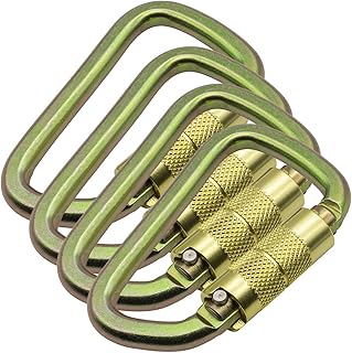 Auto Locking Carabiner 30KN=6500lbs Heavy Duty Large Clip Climbing Carabiner Twist Lock Carabiners for Rock Climbing, Camping, Gym,Rescue (CE Rated,D Shape) product image