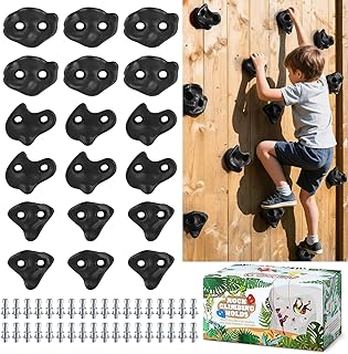 18PCS Climbing Holds for Kids,Large Climbing Holds for Play Set, Rock Wall Climbing Kit with Hardware for Indoor and Outdoor Climbing, Swingset - Adult Rock Wall Holds with Mounting Hardware (Black) product image