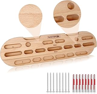 Wooden Hangboard Rock Climbing, Climbing Fingerboard with Mounting Kit for Bouldering, Finger Strength and Pull Up, Training Board with Adjustable Silicone Depth Spacers or Basic product image