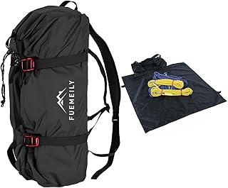 Rock Climbing Rope Bag, Large Capacity Folding Rope Storage Backpack with Ground Sheet, Adjustable Straps Outdoor Climbing Gears Black product image