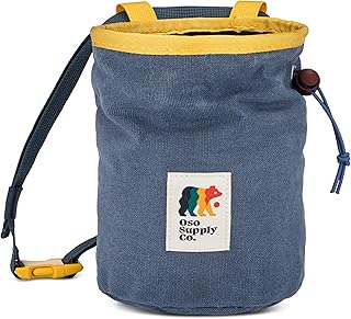 Oso Supply Co - Waxed Canvas Chalk Bag - Zipper Pocket & Mesh Pouch for Bouldering, Rock Climbing, Gym, Weightlifting – Water-Resistant, Adjustable Belt, Wide Opening product image