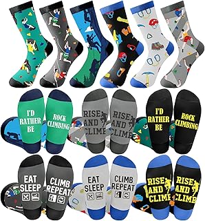 Bonuci 6 Pairs Rock Climbing Socks Novelty Rock Climbing Gifts Running Hunting Socks for Men Women Climbers Christmas product image