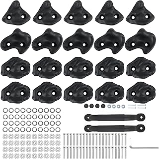 20 Unique Rock Wall Climbing Holds Extra Large for Kids or Adult,DIY Climbing Wall for Indoor Outdoor Playground Wood Rock Wall with M8 Screws(Black product image