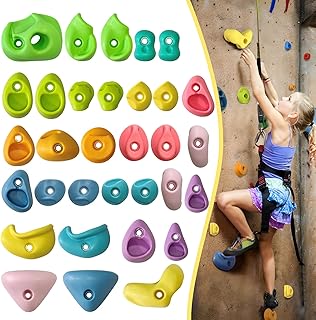 32 PCS Rock Climbing Wall for Kids,Rock Wall Climbing Holds,Adults Climbing Wall Grip Kits Holds Up to 230 lbs for Outdoor Indoor Home Playground Climbing Holds（Pastel Color） product image