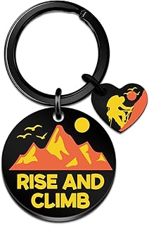 Rock Climbing Gifts Cool Climbing Keychain Gifts for Rock Climbers Mountain Outdoor Lover Gift for Men Women Birthday Christmas Gift for Climbers Camper Accessories Rise And Climb Keychain product image