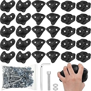 Soulchen 30 Pcs Rock Climbing Holds for Climber 3 Shapes Extra Large Rock Climbing Stone Wall Grips with Wrench, Screw for Indoor and Outdoor Playground Backyard Park (Black Classic Style) product image