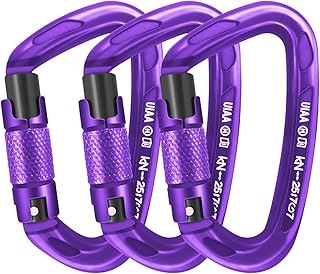 UIAA Certified Professional Heavy Duty Large Locking Carabiner Clips Climbing Carabiner 25kN Auto Locking Carabiner for Rock/Ice Climbing Rappelling Rescue Swing etc, D Shaped product image