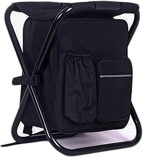 HANERDUN 3 in 1 Backpack Stool Cooler Chair, Foldable Camping Fishing Stool, Portable Backpack Chair for Outdoor Hiking Walking,Black product image
