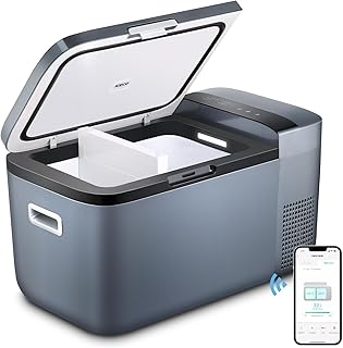 ICECO GO20 Dual Zone 12V Refrigerator, Portable Fridge Freezer with SECOP Compressor, DC 12/24V, AC 100-240V, 0℉ to 50℉, Electric Cooler for Truck, RV, SUV, Outdoor, Driving, 21 Quart, Gray product image