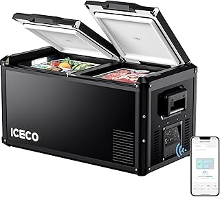 ICECO VL75 ProD Portable Refrigerator, Multi-directional Lid, Dual USB & DC 12/24V, AC 110-240V, 75L Dual Zone Steel Compact Refrigerator Powered by SECOP, 0℉ to 50℉, Home & Car Use [Upgrade] product image