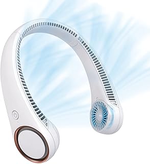 CIVPOWER Neck Fan: Portable Personal Neck Cooling Rechargeable Bladeless Fan - Hands Free 3 Speed 4000 mAh Battery USB Operated Wearable Headphone Design - Gift for Men Women Outdoor (White) product image
