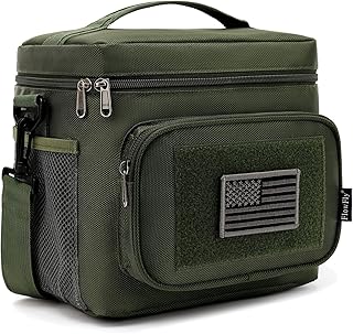 FlowFly Tactical Lunch Bag Large Insulated Lunch Box Cooler Tote for Men, Women with MOLLE/PALS Webbing (Army#Green, Medium) product image