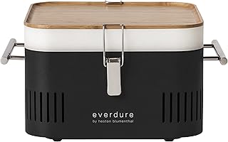 Everdure CUBE Portable Charcoal Grill, Tabletop BBQ, Perfect Tailgate, Beach, Patio, or Camping Grill, Lightweight & Compact Small Grill with Preparation Board & Food Storage Tray, Matte Black product image
