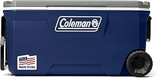 Coleman Classic Series Insulated Portable Rolling Cooler with Wheels, Leak-Resistant Outdoor Hard Cooler Keeps Ice up to 5 Days, 100-Quart product image
