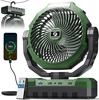 FRIZCOL 3-in-1 Camping Fan - Portable Fans Rechargeable - 24000mAh Battery Powered Fan with Light & Remote for Indoor, Outdoor, Tent, Travel, Fishing, Jobsite, Gifts for Men Dad Him - Green product image